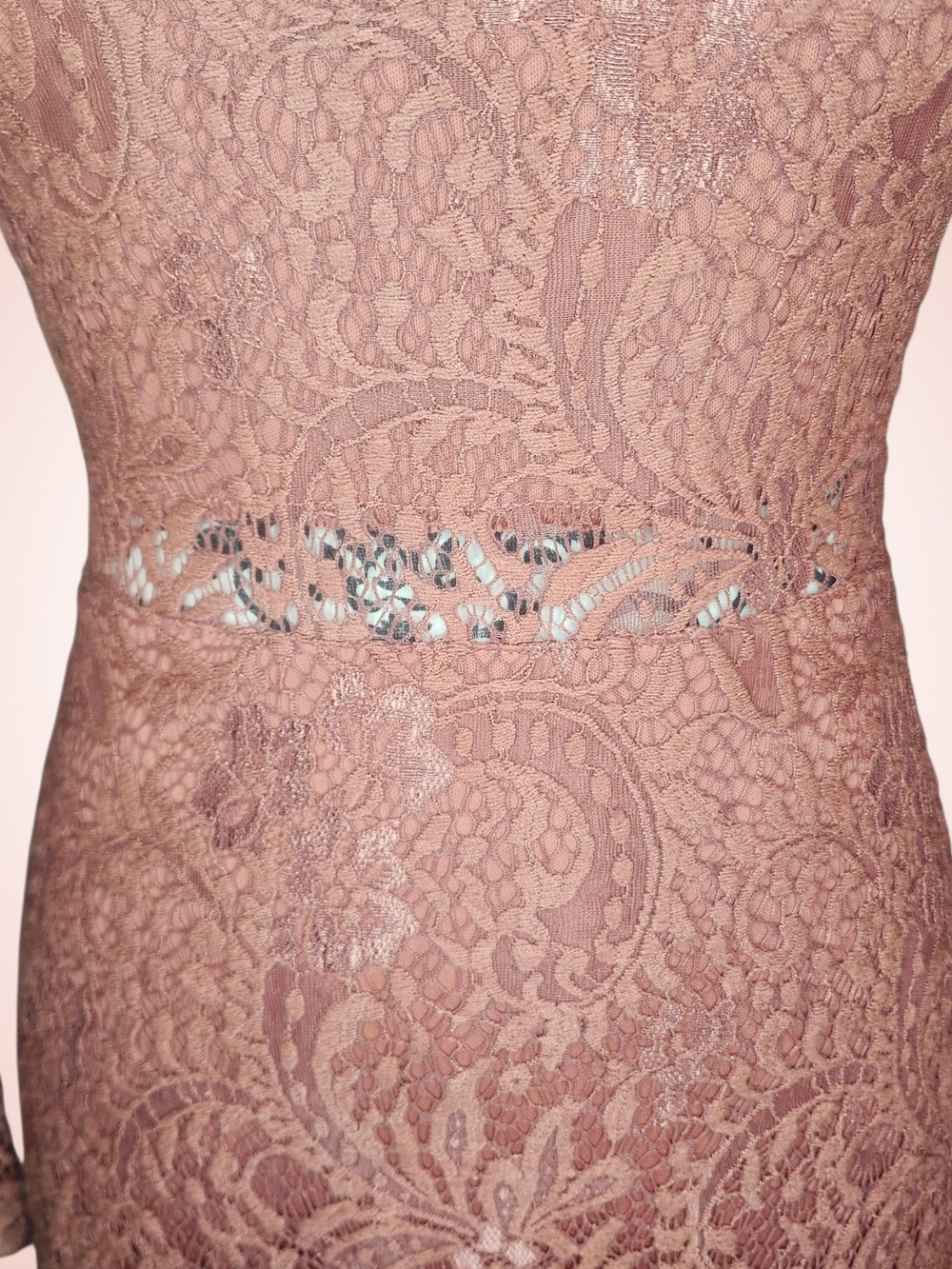 LOVE, FIRE Off-Shoulder Burnt Rose Lace Dress - Small - Picture 2 of 10